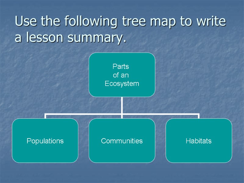 Use the following tree map to write a lesson summary.